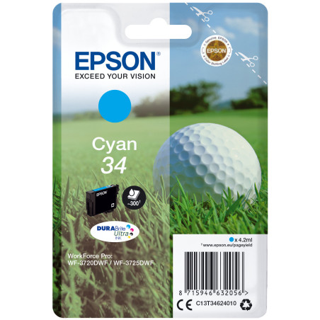 Epson Golf ball Singlepack Cyan 34 DURABrite Ultra Ink