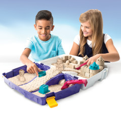 Kinetic Sand Valigetta Sempre con Te Sabbia cinetica 900gr Sabbia magica Sabbia colorata marrone 5 formine e 2 accessori