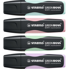 STABILO GREEN BOSS evidenziatore 4 pz Punta smussata Verde, Menta, Rosa, Viola