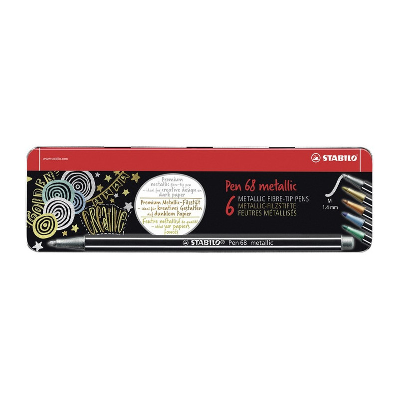 STABILO Pen 68 metallic marcatore Medio Multicolore 6 pz