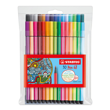 STABILO Pen 68 marcatore Medio Multicolore 30 pz