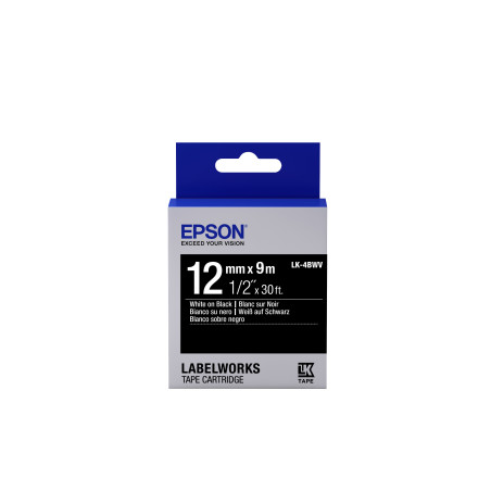 Epson Nastro fondo Lucido Nero per testo Bianco 12 9 LK-4BWV