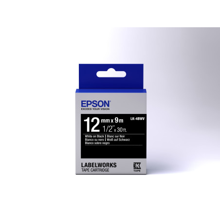 Epson Nastro fondo Lucido Nero per testo Bianco 12/9 LK-4BWV