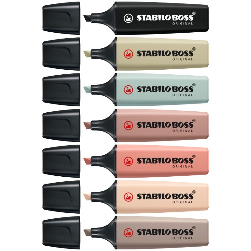 STABILO BOSS NatureColors evidenziatore 6 pz Punta smussata Nero, Bronzo, Verde, Grigio, Verde chiaro