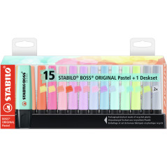 STABILO Boss Original Pastel evidenziatore 15 pz Punta smussata Multicolore