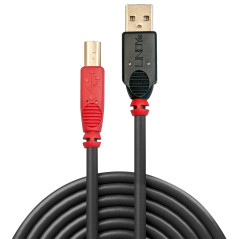 Lindy 42761 cavo USB 10 m USB 2.0 USB A USB B Nero, Rosso