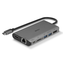 Lindy 43323 replicatore di porte e docking station per laptop Cablato USB 3.2 Gen 1 (3.1 Gen 1) Type-C Nero, Grigio