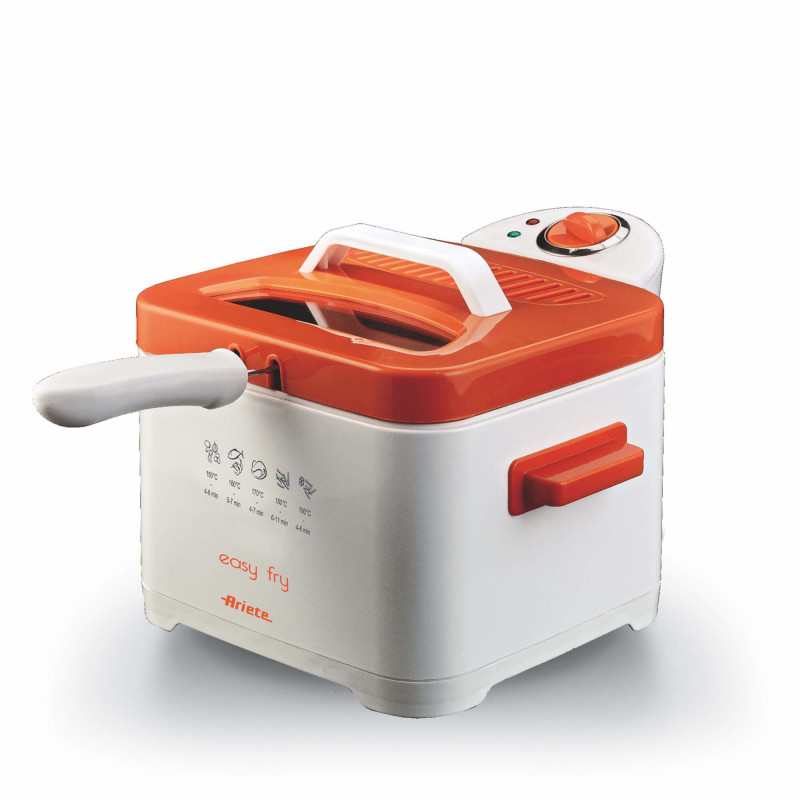 Ariete 4611 Easy Fry - Friggitrice a olio - 2-2.5 Litri di olio - 700 gr di fritto - 2000 Watt - Bianco e Arancione