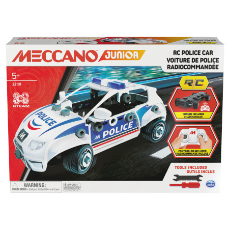 Meccano JUNIOR, Radiocomando della Polizia, Costruzioni per bambini, 73 pezzi in plastica, Giocattoli per bambini dai 5 anni in