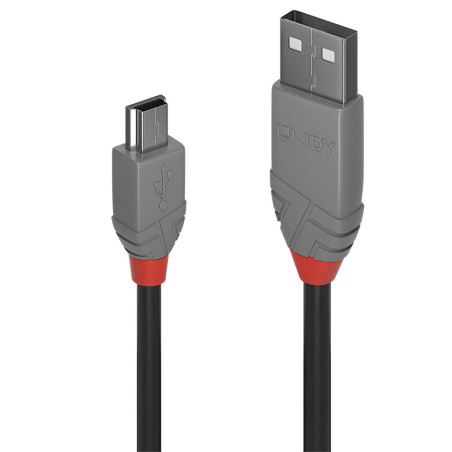 Lindy 36721 cavo USB 0,5 m USB 2.0 USB A Mini-USB B Nero, Grigio