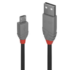 Lindy 36732 cavo USB 1 m USB 2.0 USB A Micro-USB B Nero, Grigio