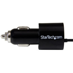 StarTech.com Caricatore da auto a doppia presa con cavo Micro-USB piu porta USB - Alta potenza ( 21 Watt   4.2A ) - Nero