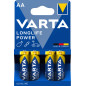 Varta Longlife Power, Batteria Alcalina, AA, Mignon, LR6, 1.5V, Blister da 4, Made in Germany