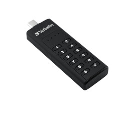 Verbatim Keypad Secure - Memoria USB-C 3.0 con tastierino d'accesso e crittografia dei dati - 64 GB - Nero