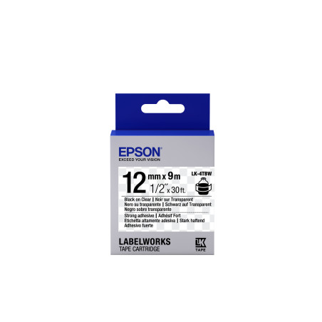 Epson Nastro fondo Trasparente per testo Nero, altamente adesivo 12 9 LK-4TBW