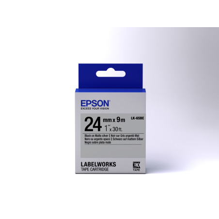 Epson Nastro fondo Opaco Argento per testo Nero 24/09 LK-6SBE