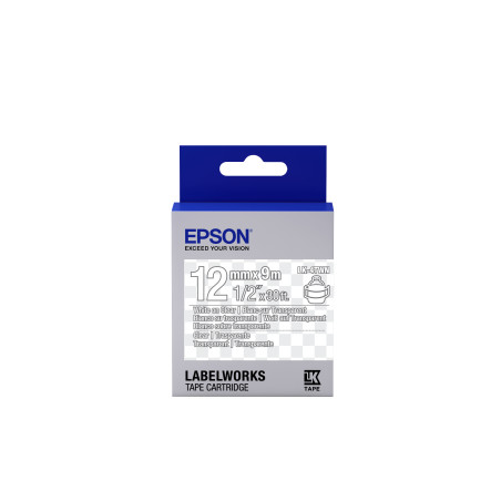 Epson Nastro fondo Trasparente per testo Bianco 12/9 LK-4TWN