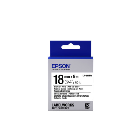 Epson Nastro fondo Bianco per testo Nero, altamente adesivo 18 9 LK-5WBW