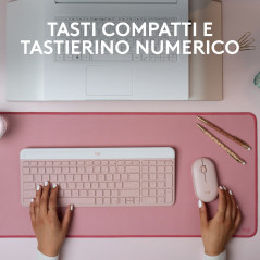 Logitech MK470 Slim Combo tastiera Mouse incluso Ufficio RF Wireless QWERTY Italiano Rosa