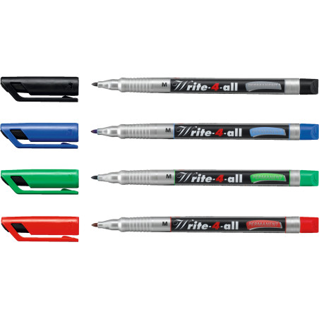 STABILO Write-4-all marcatore permanente Nero, Blu, Verde, Rosso 4 pz