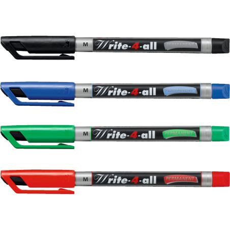 STABILO Write-4-all marcatore permanente Nero, Blu, Verde, Rosso 4 pz