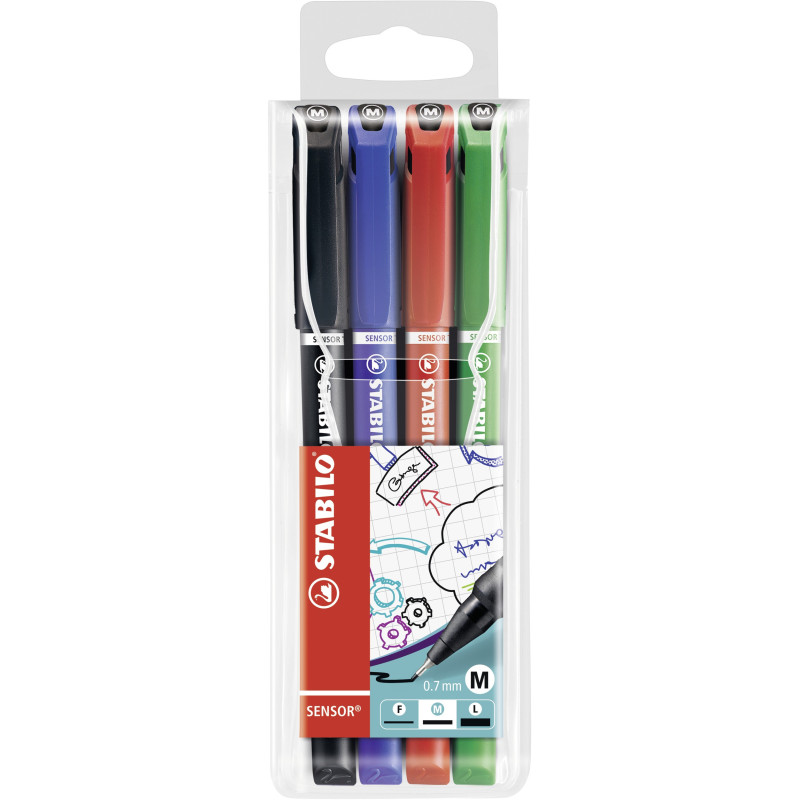 STABILO Sensor medium penna tecnica Medio Nero, Blu, Verde, Rosso 4 pz