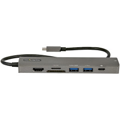 StarTech.com Adattatore multiporta USB C - Da USB-C a HDMI 2.0 4K 60Hz, 100W Power Delivery Pass-through, slot SD MicroSD, Hub