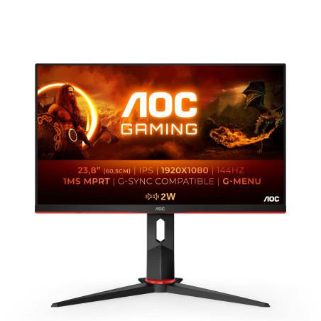 AOC G2 24G2AE BK Monitor PC 59,9 cm (23.6") 1920 x 1080 Pixel Full HD LED Nero, Rosso