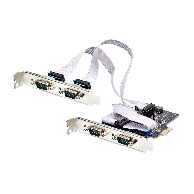 StarTech.com Scheda Seriale PCIe a 4 porte, scheda seriale PCI Express a RS232/RS422/RS485 (DB9), staffa a basso profilo