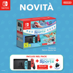 Nintendo Switch con Joy-Con Rosso Neon e Blu Neon + Switch Sports + fascia per la gamba + Tre mesi di Switch Online