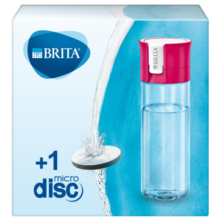 Brita Fill&Go Bottle Filtr Pink Bottiglia per filtrare l'acqua Rosa, Trasparente