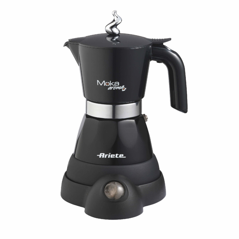 Ariete 1358 Moka Aroma - Moka elettrica 2/4 tazze - Autospegnimento - Mantenimento temperatura per 30' - 400 Watt - Nero