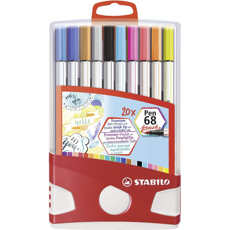 STABILO Pen 68 brush marcatore Multicolore 20 pz