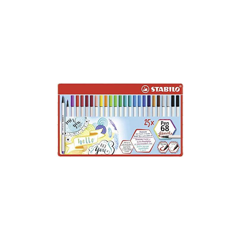 STABILO Pen 68 brush marcatore Multicolore 25 pz