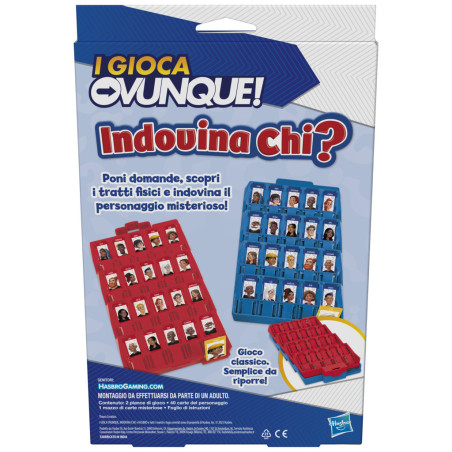 Hasbro Gaming Indovina Chi? I Gioca Ovunque, il gioco originale dei volti misteriosi per bambini e bambine, gioco portatile per