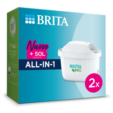 Brita Filtro per acqua MAXTRA PRO All-in-1 Pack 2 - NUOVA GENERAZIONE FILTRI - Per acqua di rubinetto dal gusto migliore e meno