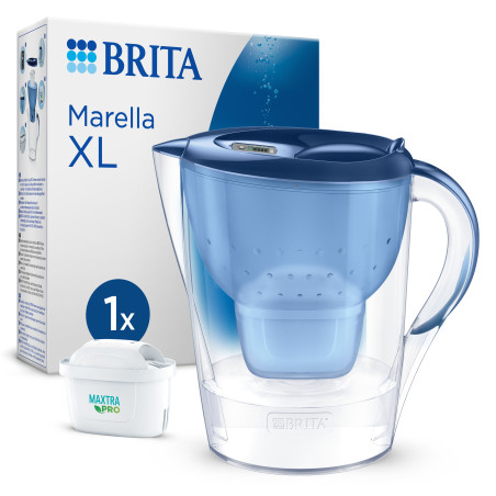 Brita Caraffa filtrante Marella blu (3.5L) incl. 1 x filtro MAXTRA PRO All-in-1 - adatta alla porta del frigorifero con Memo