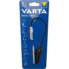 Varta Book Light (incl. 2x CR2032 Celle a bottone, con impugnatura a clip e collo flessibile) argento nero, luce a clip