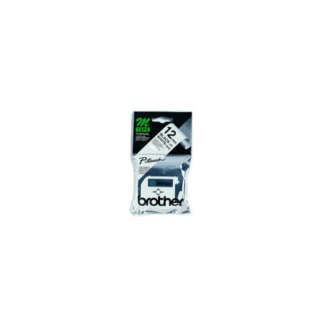 Brother Labelling Tape - 12mm, Black/White, Blister nastro per etichettatrice M