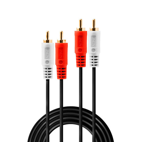 Lindy 35662 cavo audio 3 m 2 x RCA Nero, Rosso, Bianco