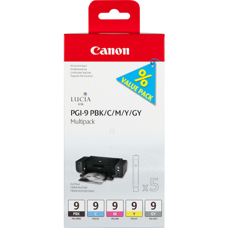 Canon 5 Cartucce d'inchiostro Multipack PGI-9 PBK C M Y GY