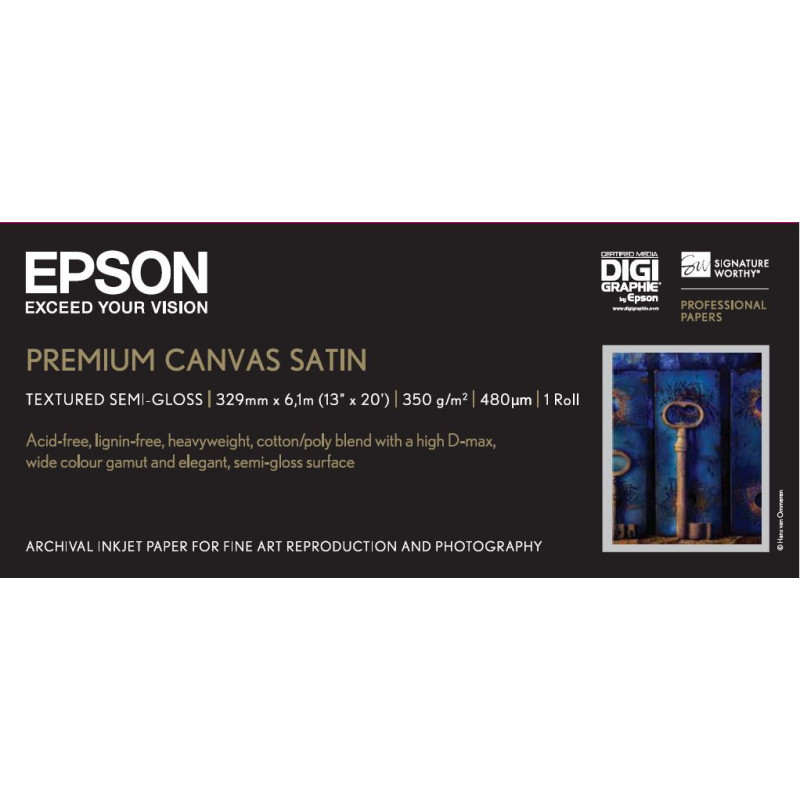 Epson Premium Canvas Satin, in rotoli da 33,02 cm (13'') (A3+) x 6m