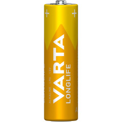 Varta Longlife, Batteria Alcalina, AA, Mignon LR6, 1.5V, Blister da 4, Made in Germany