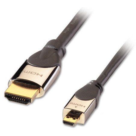 Lindy CROMO, HDMI - Micro HDMI, 1m cavo HDMI HDMI tipo A (Standard) HDMI tipo D (Micro) Nero, Argento