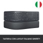 Logitech ERGO K860 Wireless Split Keyboard - Tastiera Ergonomica Wireless, Poggiapolsi, Connettività Bluetooth e USB,