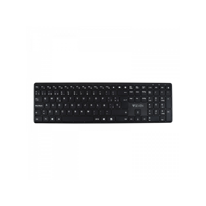 V7 Tastiera Bluetooth KW550ESBT da 2,4 GHZ a due modalità, QWERTY spagnolo - Nero