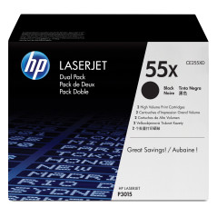 HP Confezione da 2 cartucce originali di Toner nero ad alta capacità LaserJet 55X