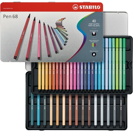 STABILO Pen 68 marcatore Multicolore 40 pz