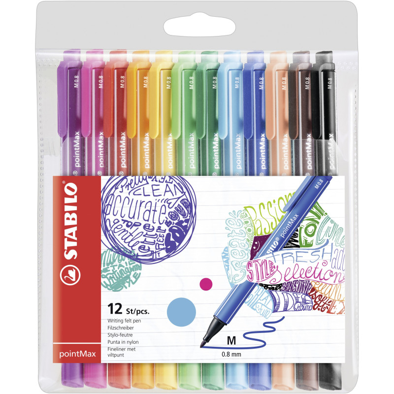 STABILO pointMax penna tecnica Medio Nero, Blu, Marrone, Verde, Azzurro, Verde chiaro, Arancione, Rosa, Viola, Rosso, Giallo 12