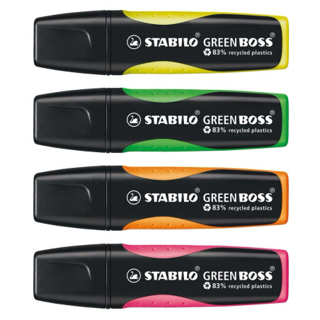 STABILO GREEN BOSS evidenziatore 4 pz Punta smussata Verde, Arancione, Rosa, Giallo